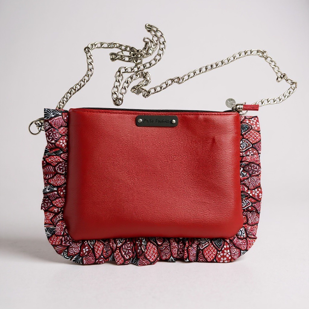 💫 Sac “So Cute” Rouge Irisé et Fronces Graphiques- Création artisanale française – Image 2