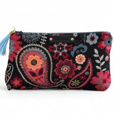 🌺 Trousse en Jacquard Fleuri – Création Artisanale Française