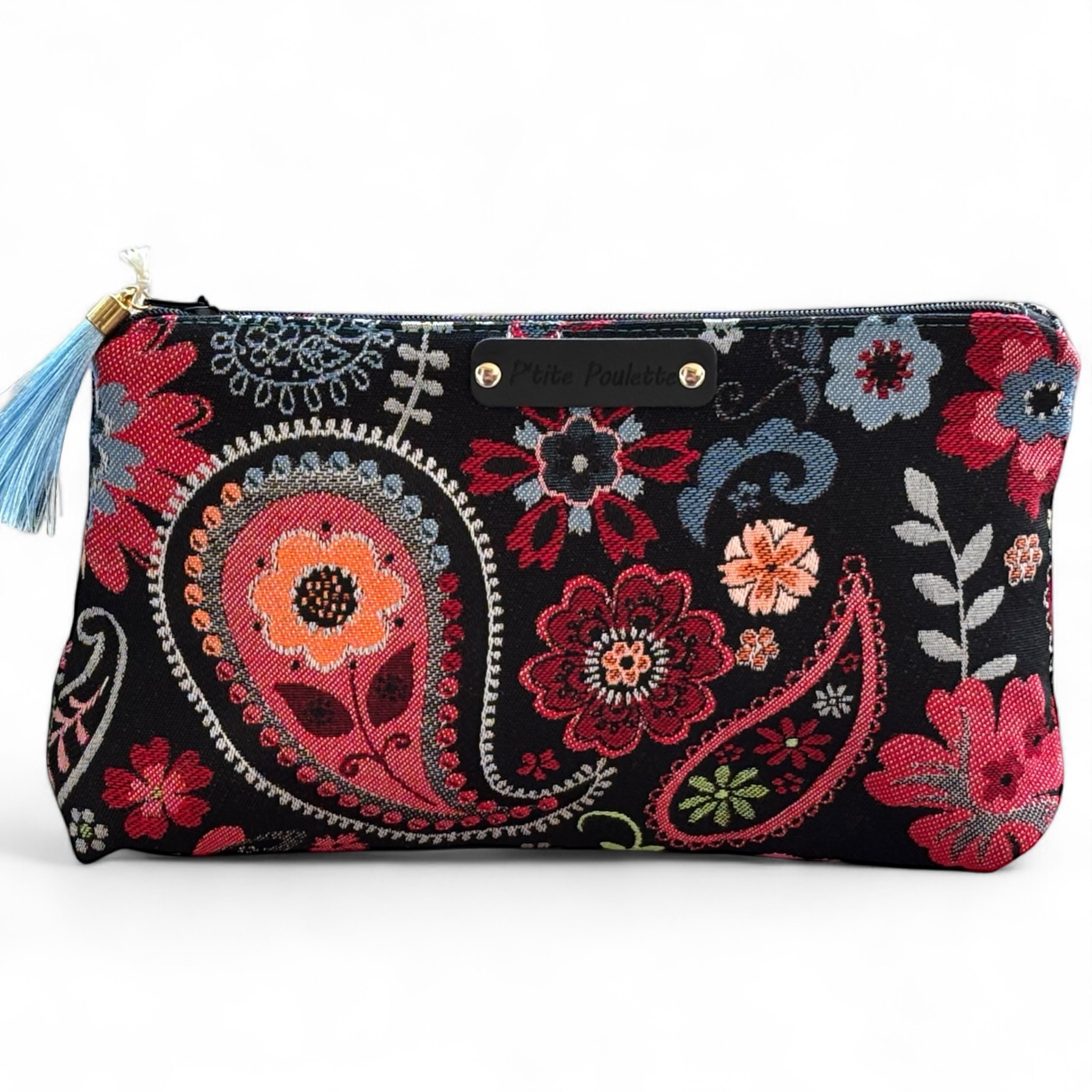 🌺 Trousse en Jacquard Fleuri – Création Artisanale Française