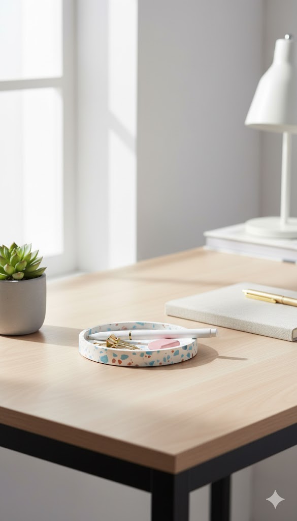 Vide-Poches Terrazzo Rond en Jesmonite (10 cm) - Design Moderne & Éclat Coloré – Image 4