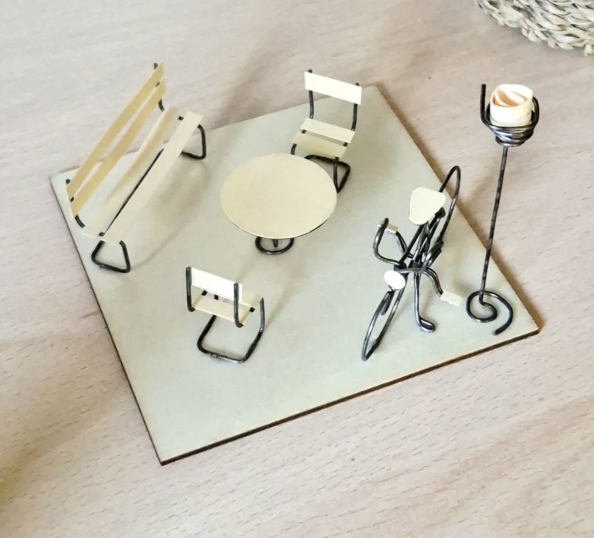 Scène miniature de pause café, diorama vélo, cadeau original – Image 4