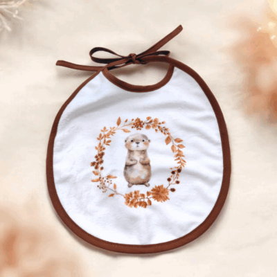 Bavoir Rond en Éponge de Bambou – Collection Loutre