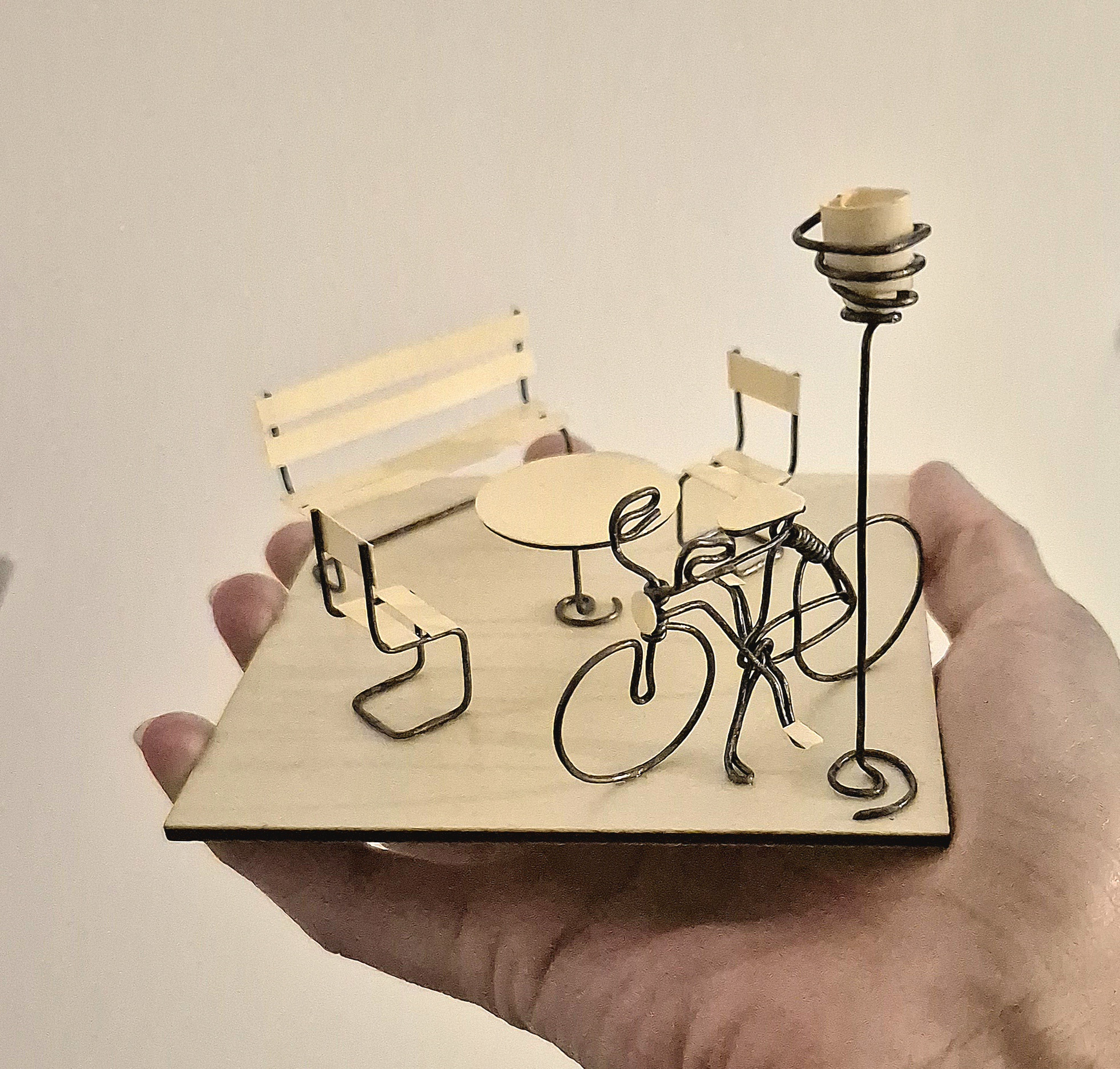 Scène miniature de pause café, diorama vélo, cadeau original – Image 6