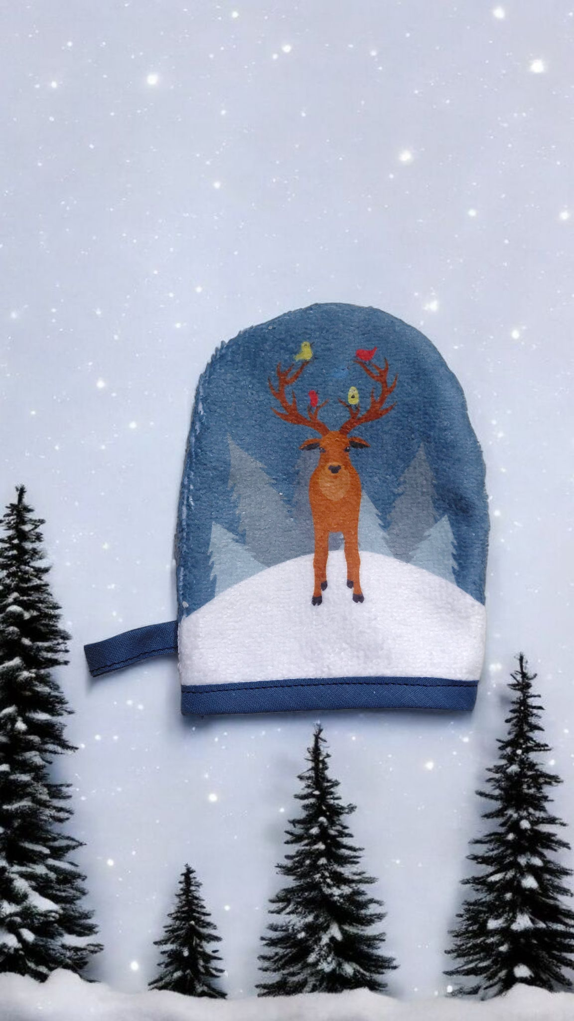 Coffret naissance ou premier Noël bébé – bavoir rond & mini gant assort – Image 3