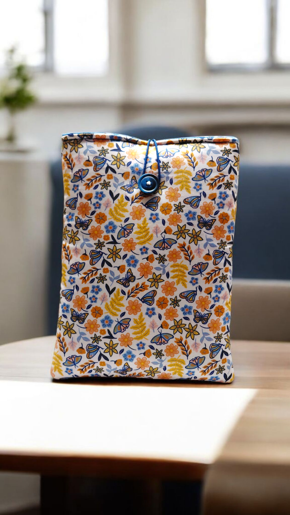 Pochette protège-livres, tablettes et liseuses – Fait main en coton Oeko-Tex® fleuri – Image 2