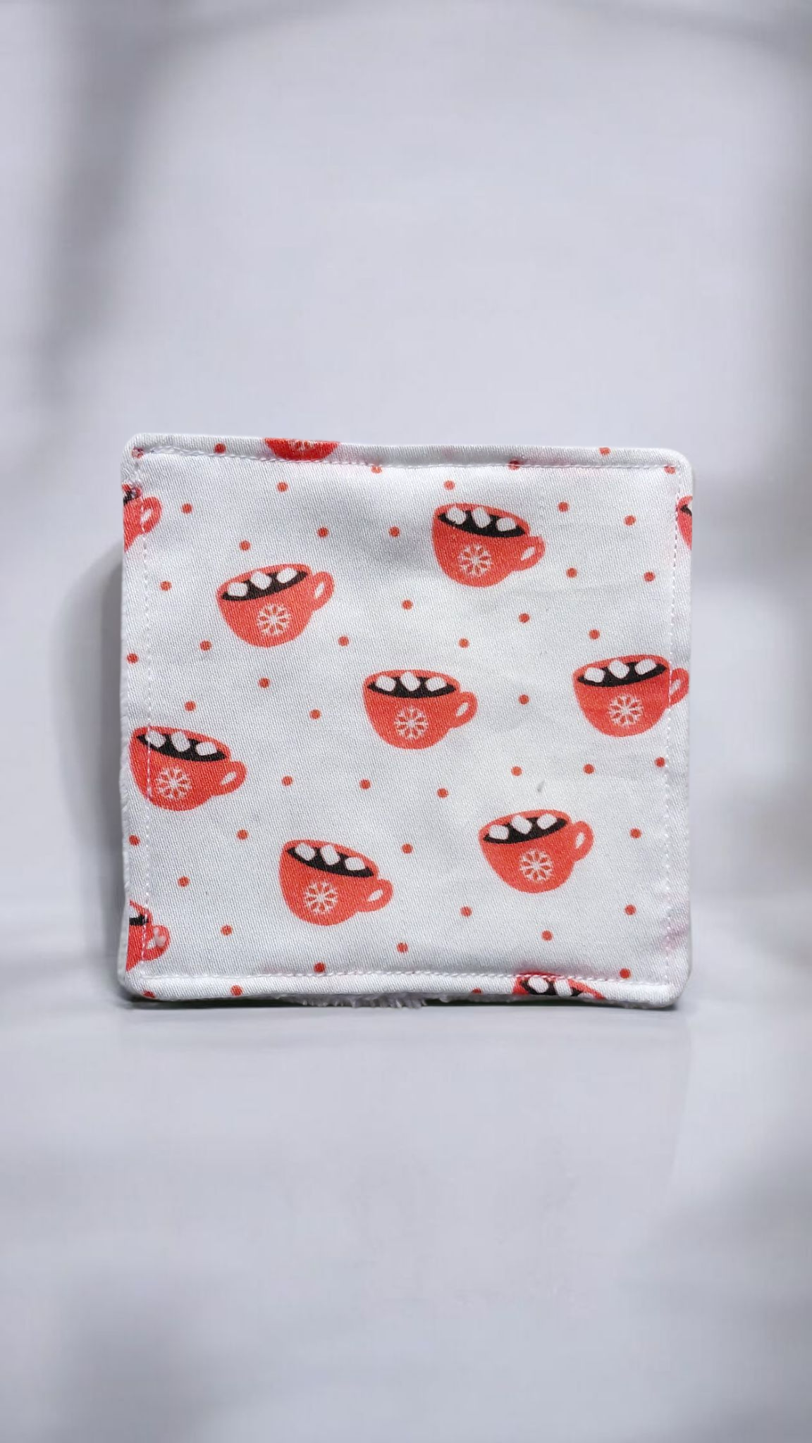 Lot de 4 lingettes démaquillantes lavables motif hiver – fait main en coton et éponge de bambou Oeko-Tex® – Image 5