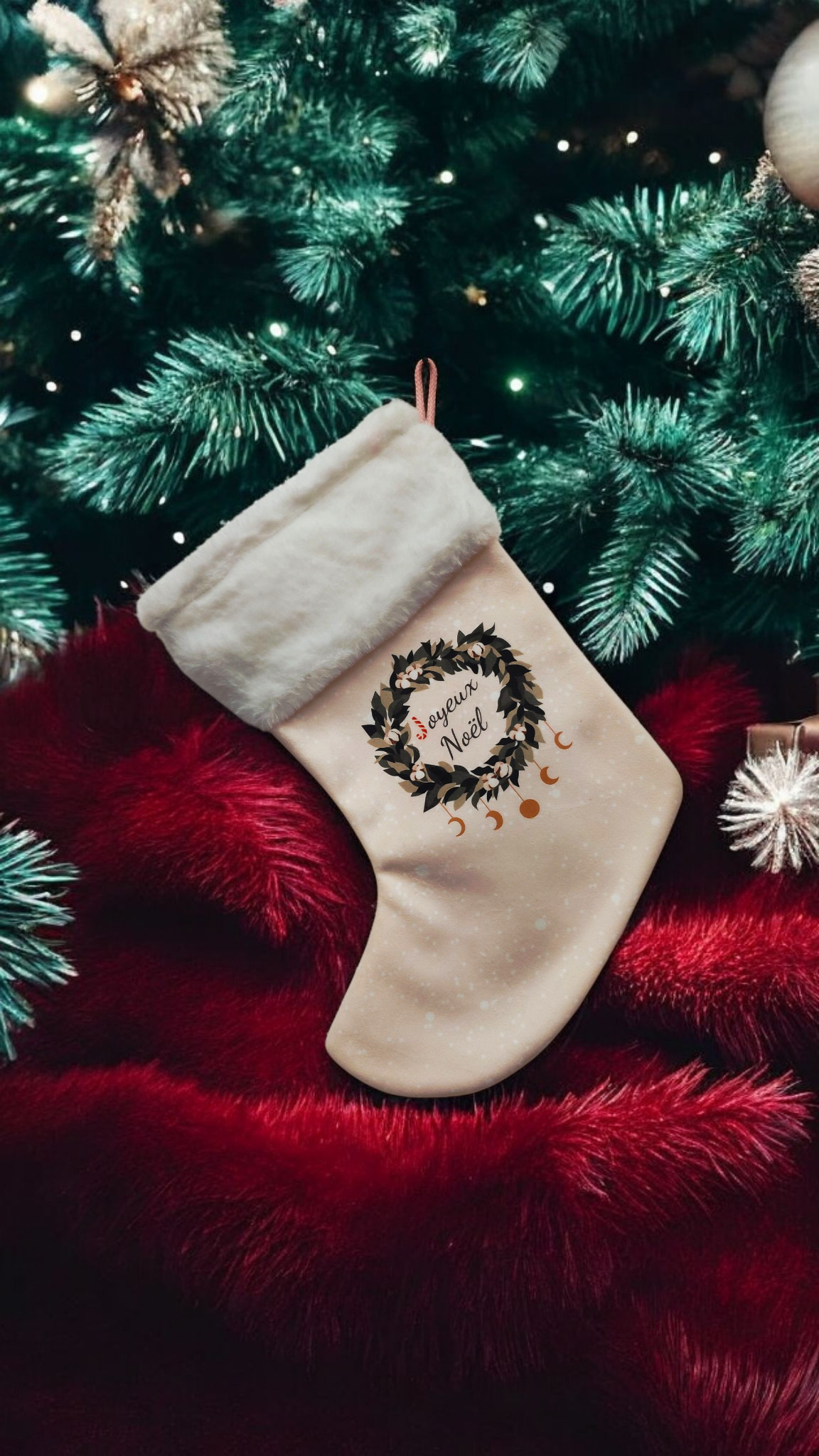 Chaussette de Noël en velours – Fait main & personnalisable – Image 2