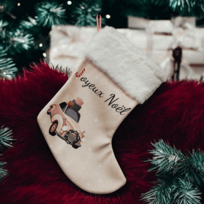 Chaussette de Noël en velours – Fait main & personnalisable