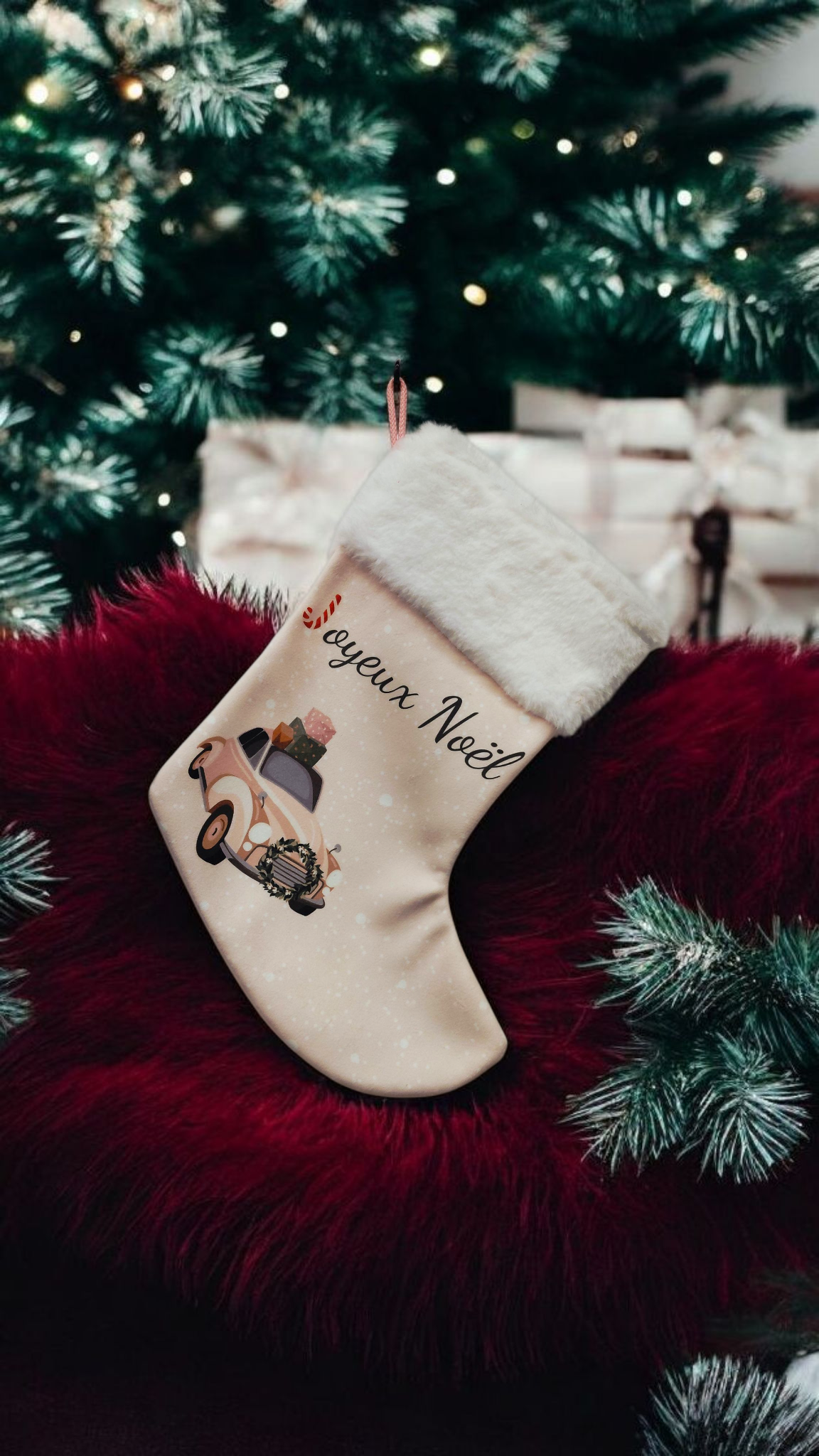 Chaussette de Noël en velours – Fait main & personnalisable
