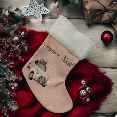Chaussette de Noël en velours – Fait main & personnalisable