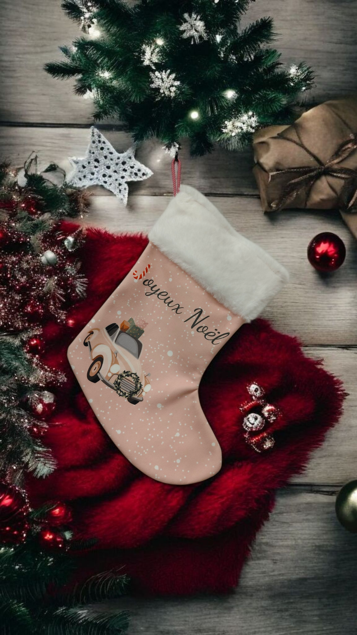 Chaussette de Noël en velours – Fait main & personnalisable