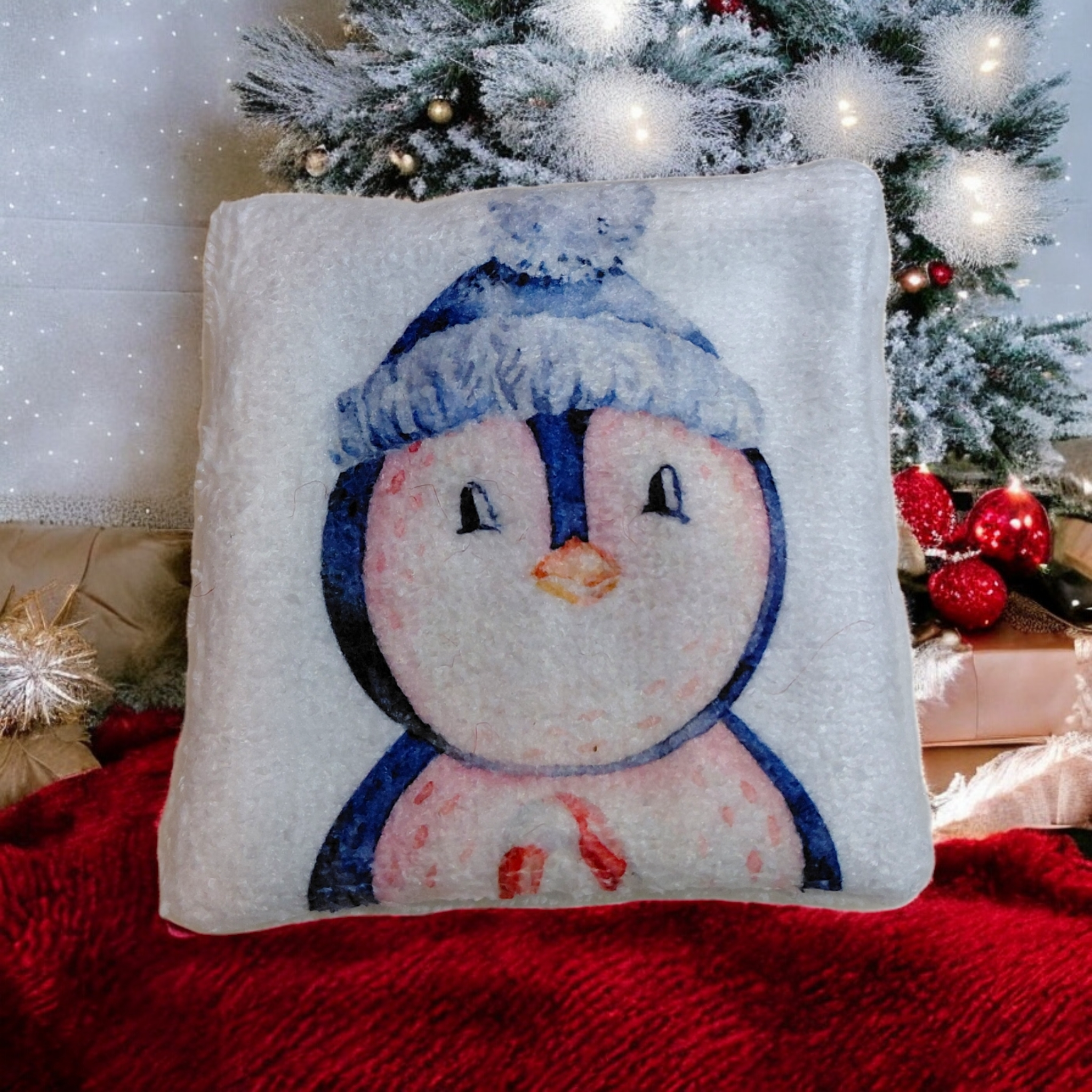 Lot de 4 lingettes lavables double face en éponge de bambou – motif de Noël – Oeko-Tex® et imprimé en France – Image 3