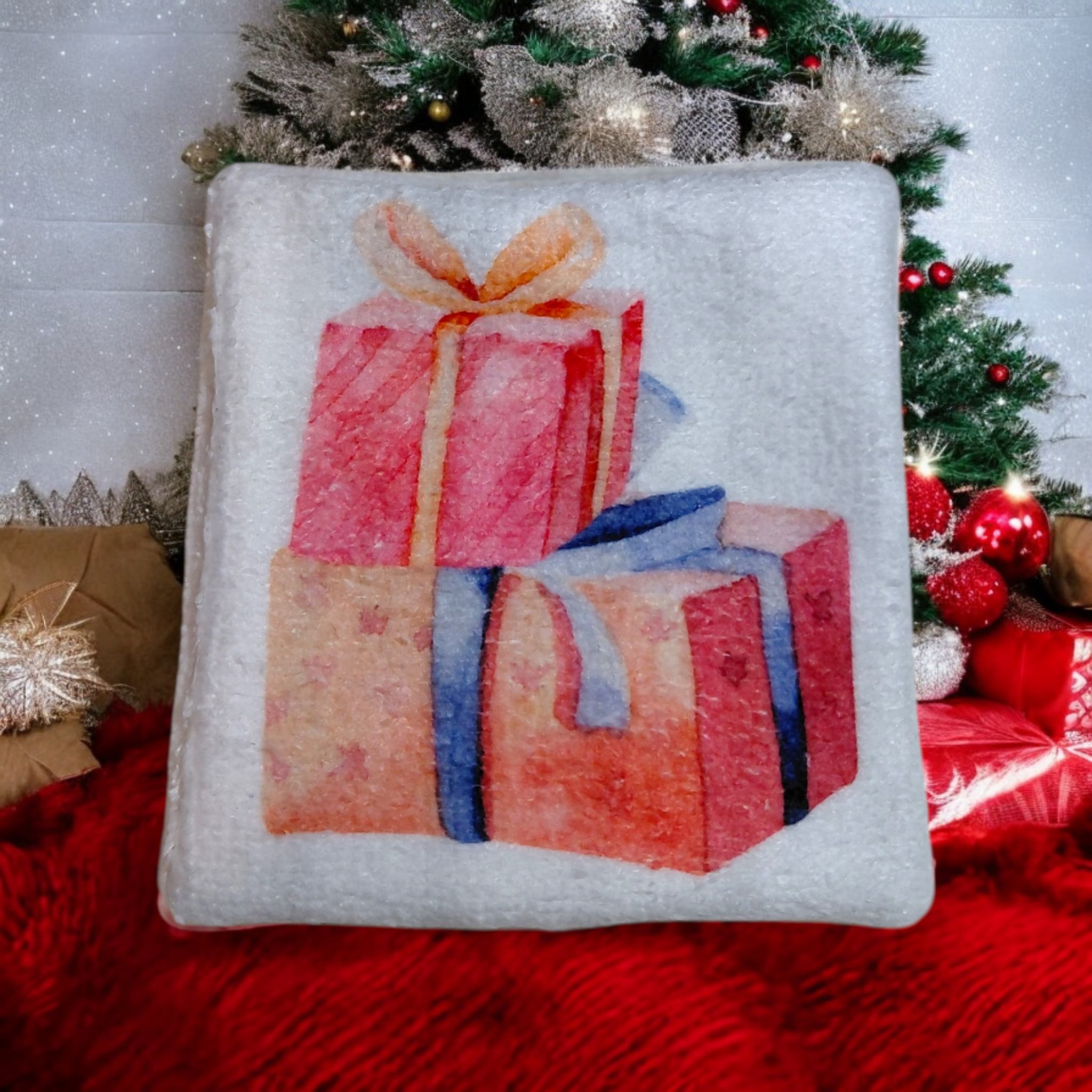 Lot de 4 lingettes lavables double face en éponge de bambou – motif de Noël – Oeko-Tex® et imprimé en France – Image 5