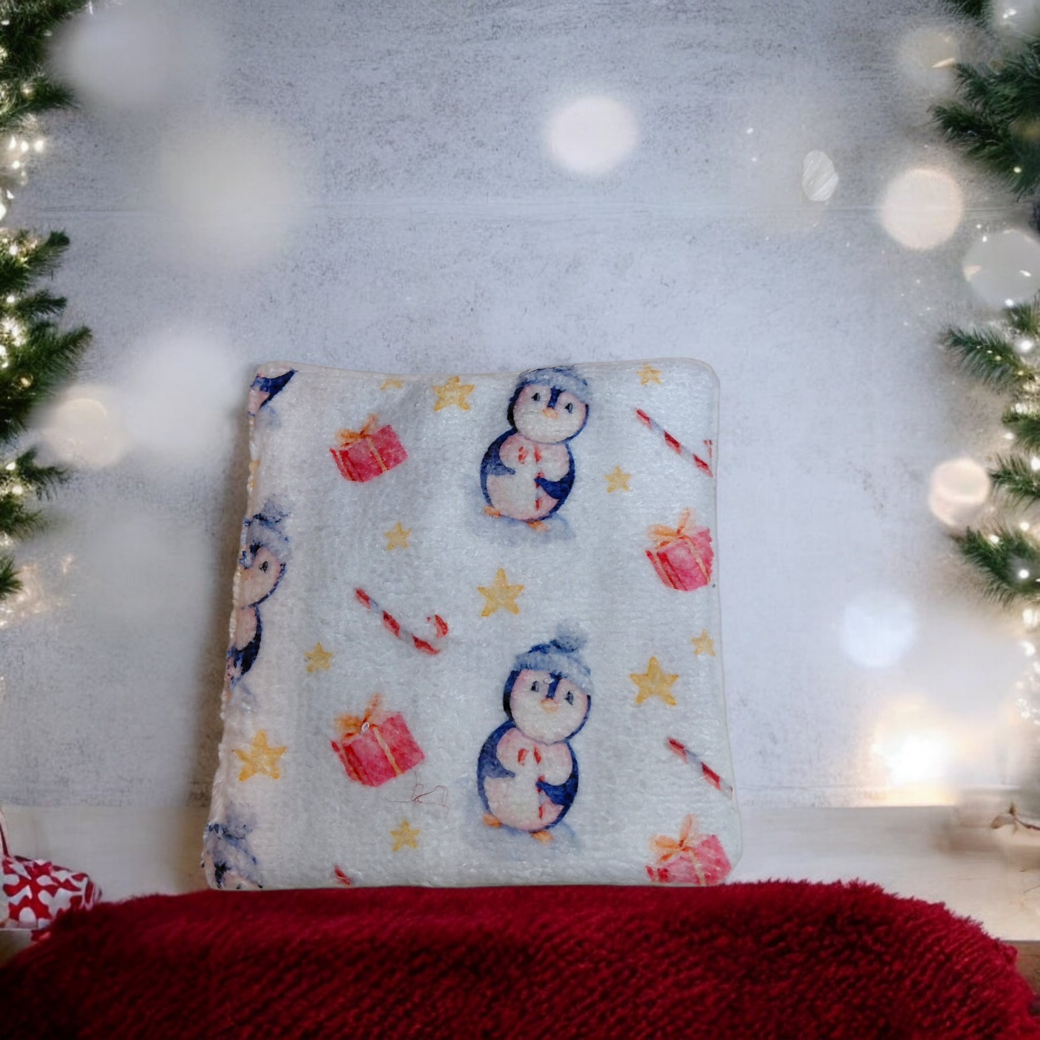 Lot de 4 lingettes lavables double face en éponge de bambou – motif de Noël – Oeko-Tex® et imprimé en France – Image 2