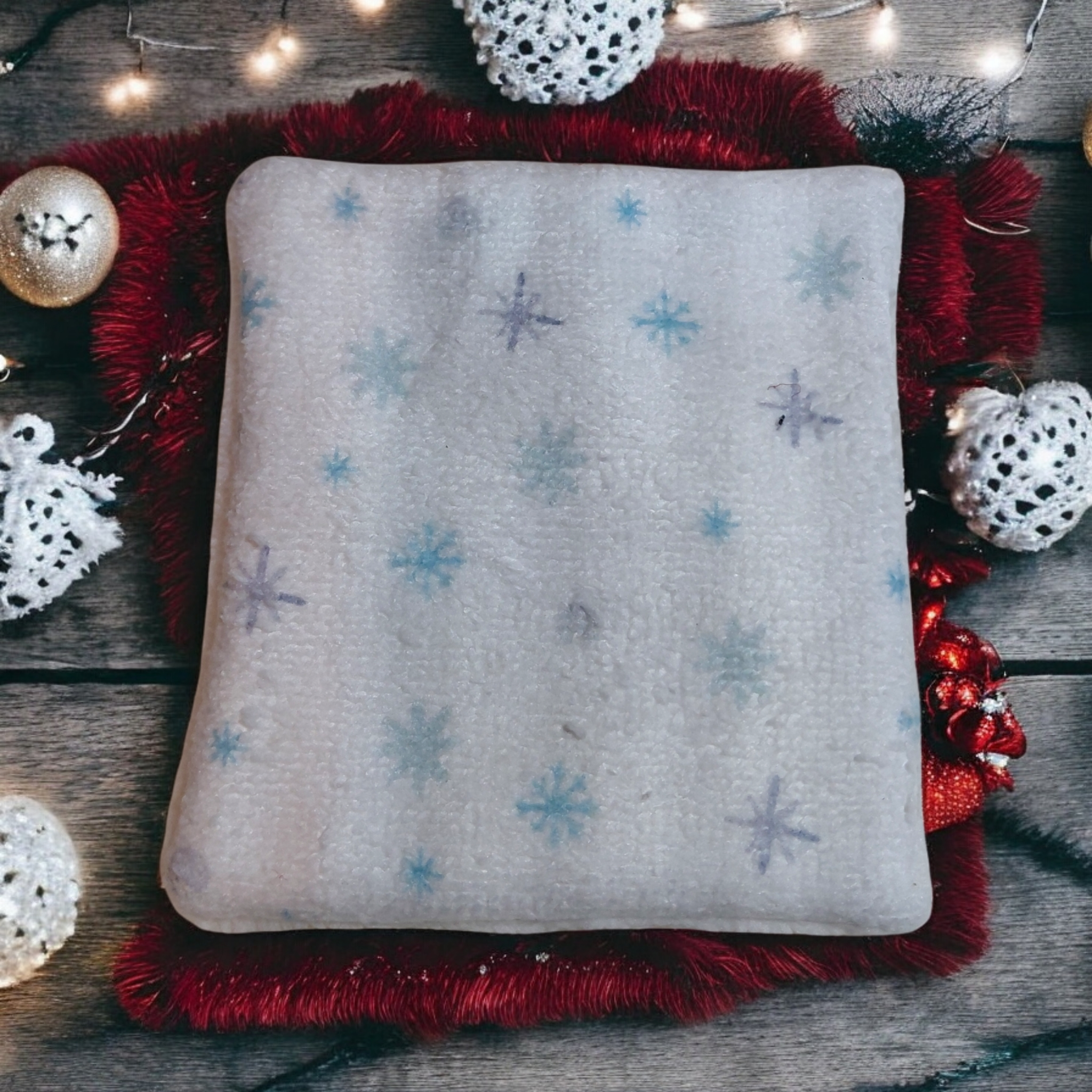 Lot de 4 lingettes lavables double face en éponge de bambou – motif de Noël – Oeko-Tex® et imprimé en France – Image 5
