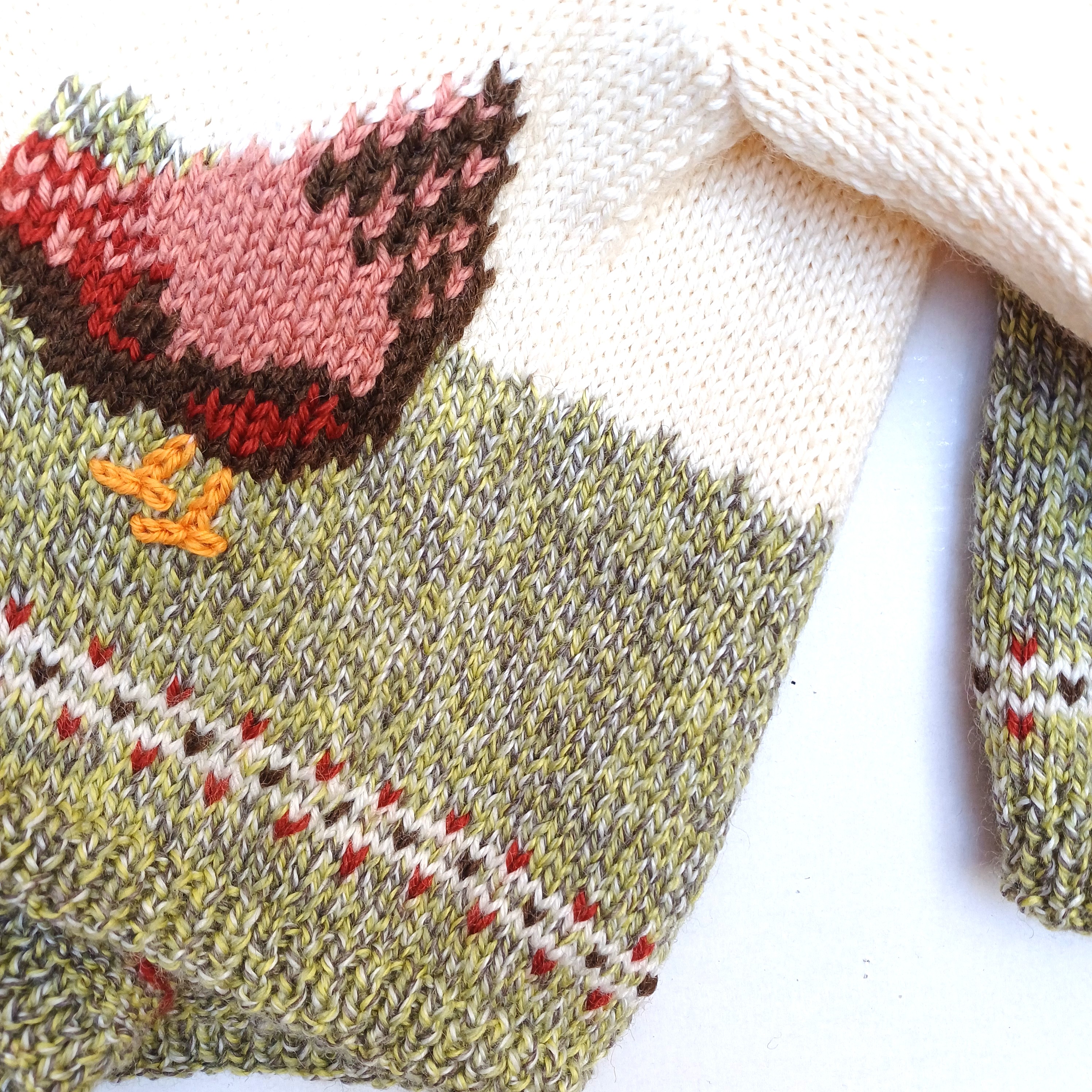 Gilet tricot pour bébé, fait main, en laine, avec des poules, taille 1 an – Image 6