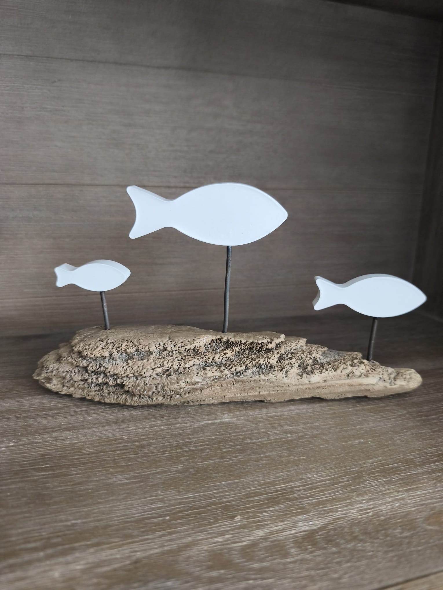 Sculpture Déco Bois Flotté & Poissons Blancs – Image 5