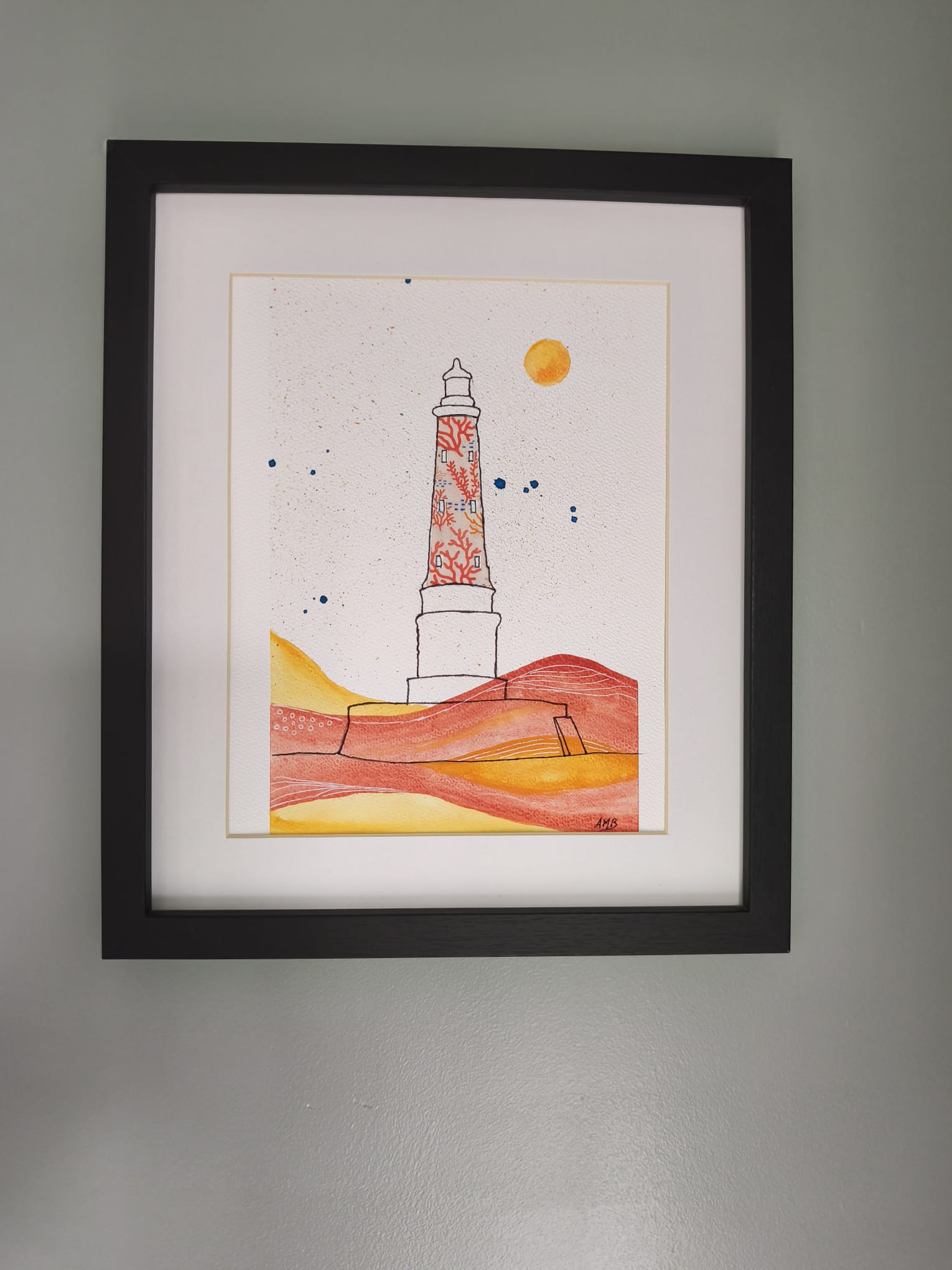 Tableau Phare de Cordouan | Technique Mixte Peinture & Collage Couleurs Vives | Fait Main France – Image 6