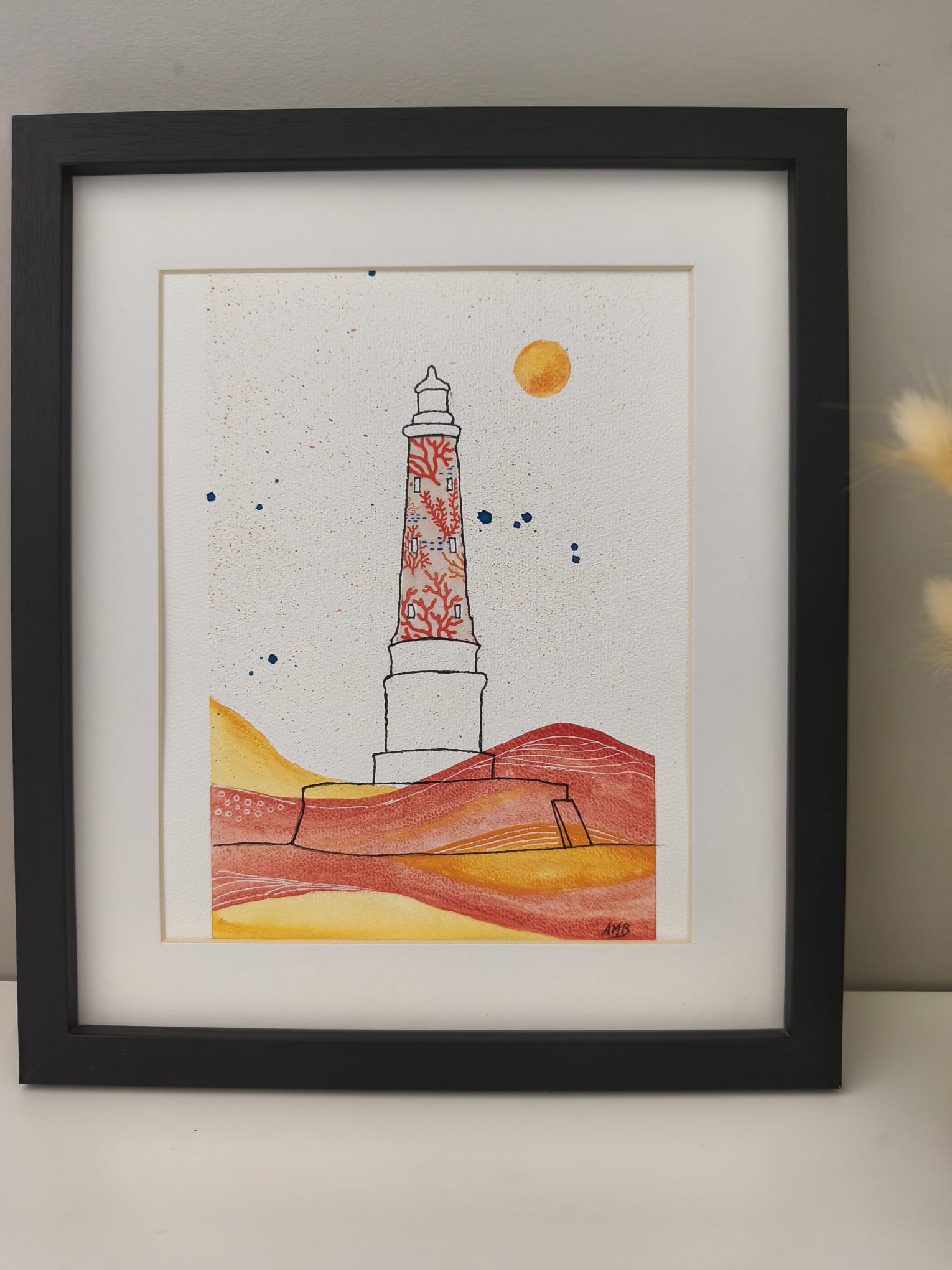 Tableau Phare de Cordouan | Technique Mixte Peinture & Collage Couleurs Vives | Fait Main France – Image 3