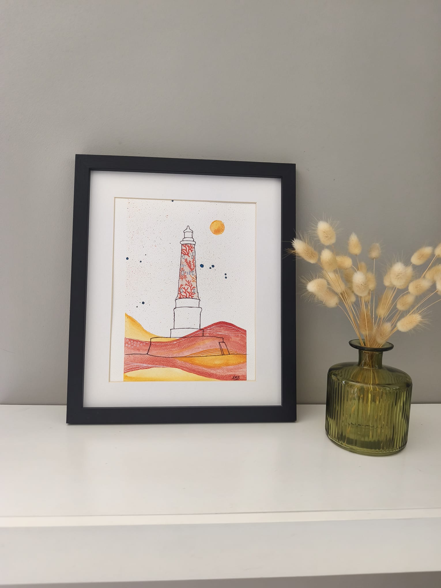 Tableau Phare de Cordouan | Technique Mixte Peinture & Collage Couleurs Vives | Fait Main France – Image 2