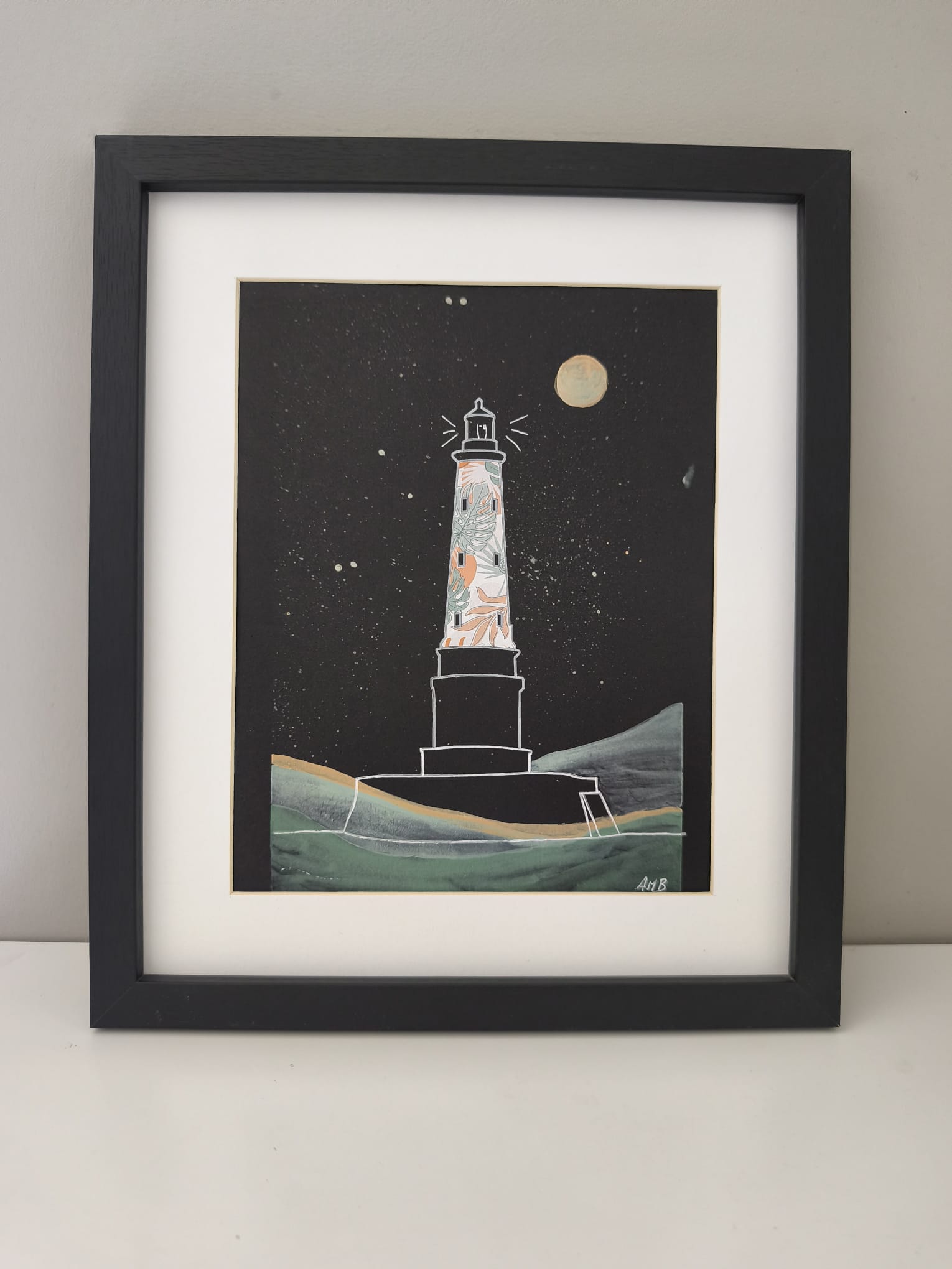 Tableau Phare de Cordouan | Technique Mixte (Peinture & Collage) | Fait Main France