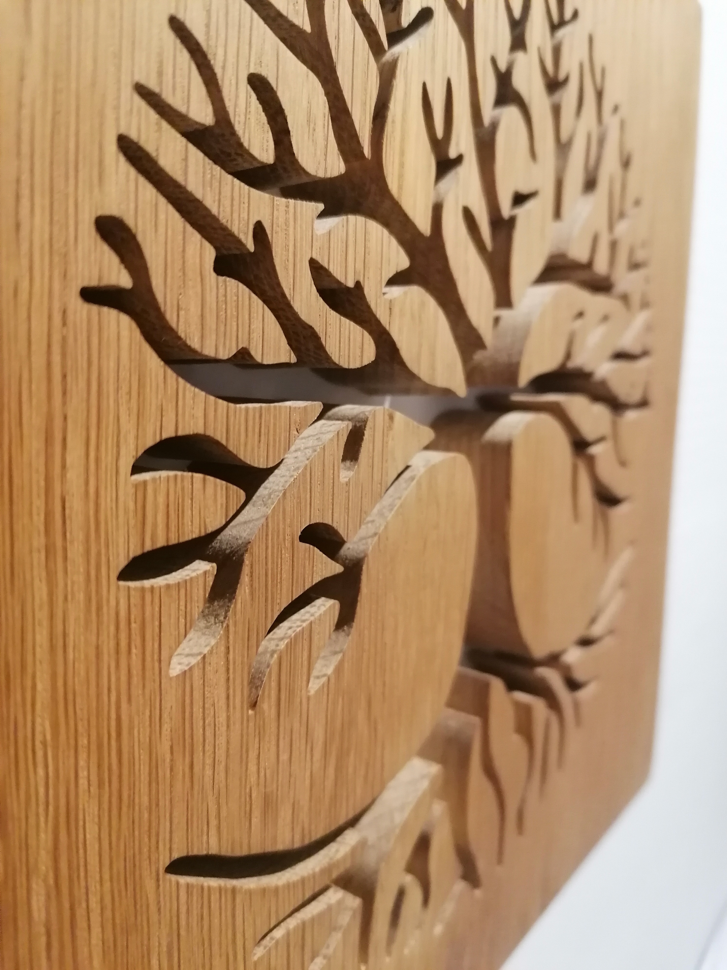 Arbre de vie en chêne massif, décoration murale 25 x25 cm , fait main. – Image 6