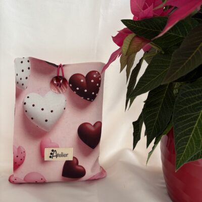 Pochette à livres molletonnée coeurs 3D taille 17 cm * 22 cm