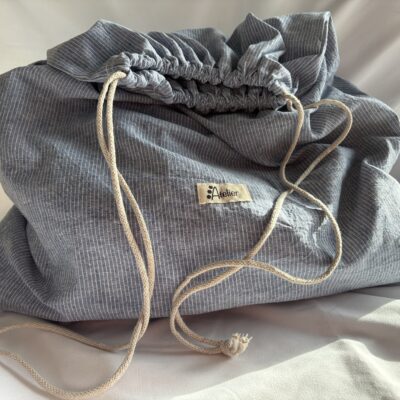 Sac a linge grande capacité pour les vacances petites rayures bleu