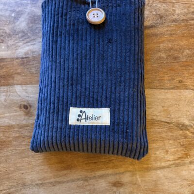 Pochette à livre de Poche en velours côtelé gris taille S