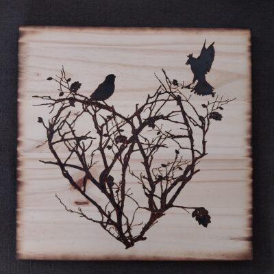 Tableau coeur branche oiseau