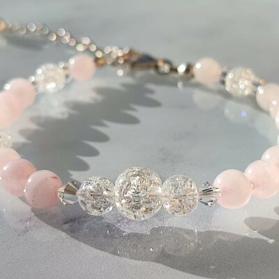 Bracelet Quartz Rose et quartz craquelé en Argent 925