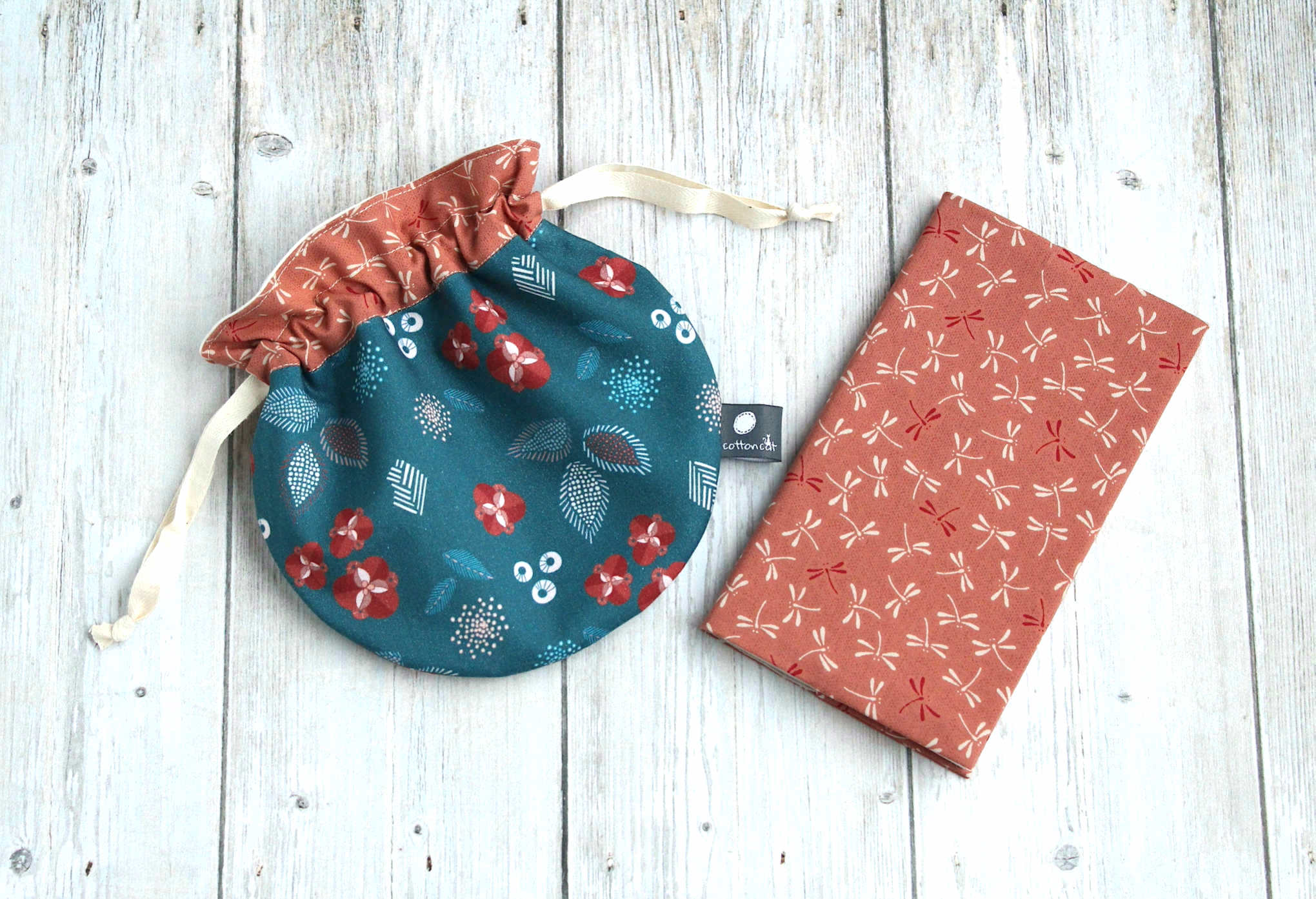 Porte chéquier tissu japonais libellules, protège chéquier talon haut, étui chéquier portefeuille – Image 5