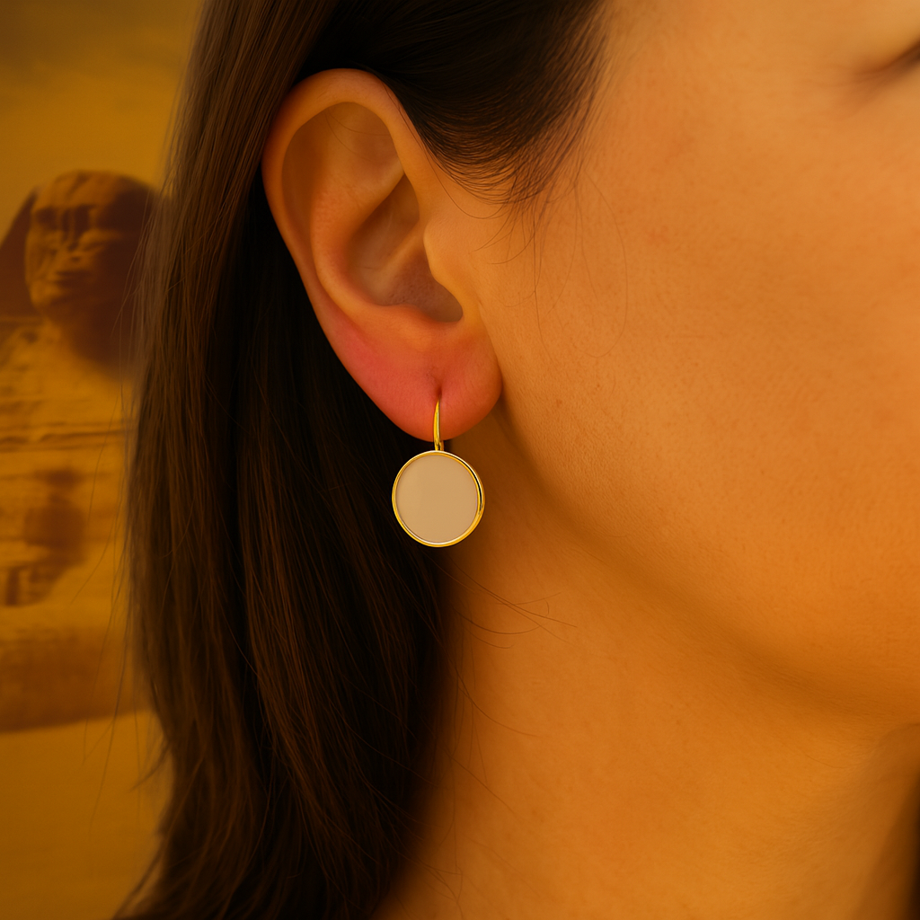boucles d'oreilles crème et or