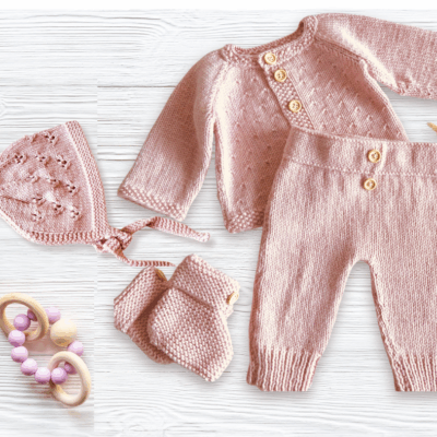 Promotion : Coffret brassiere et pantalon bébé rose poudré- 4 pieces