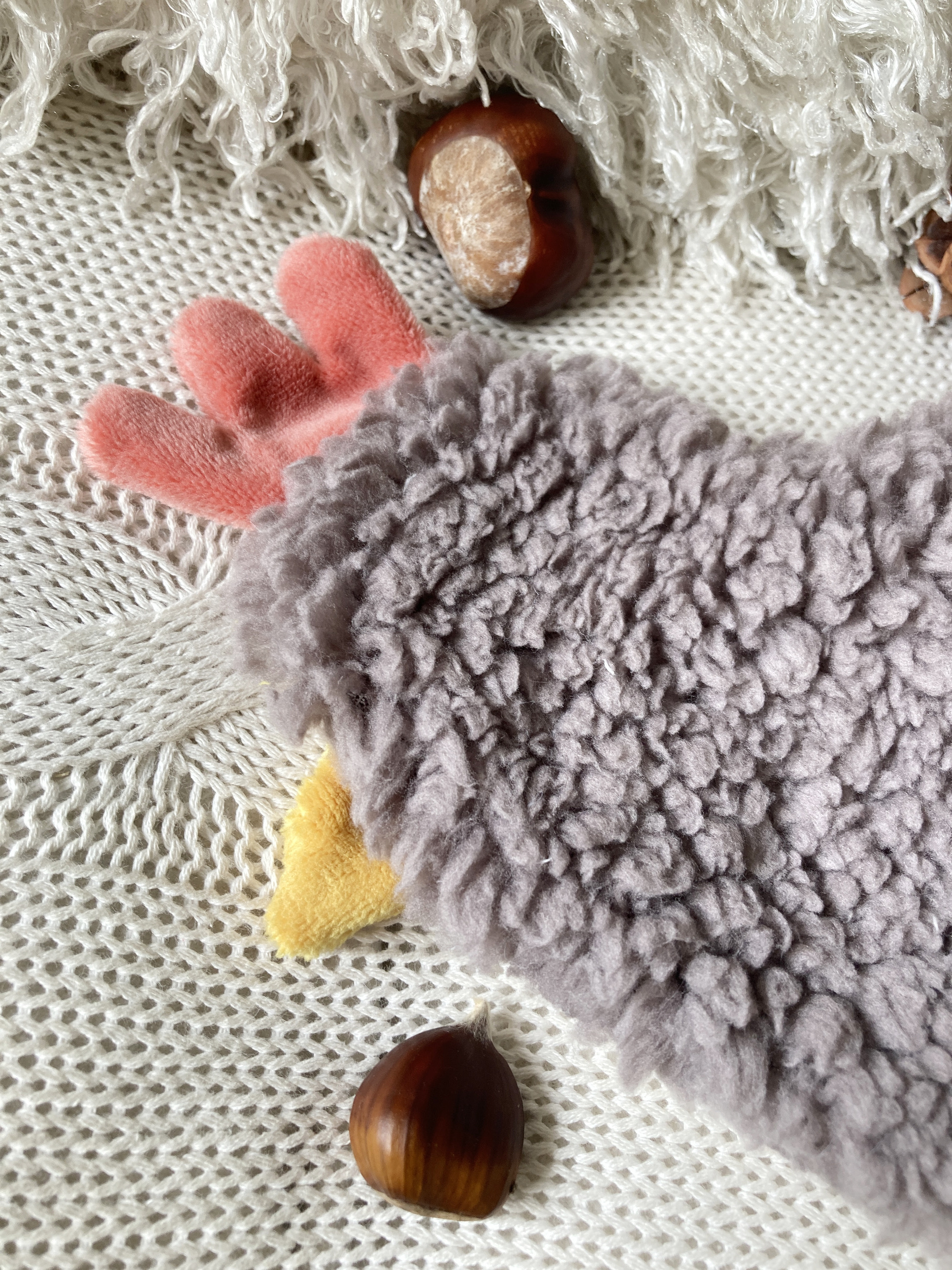 doudou poule plate fourrure douillette