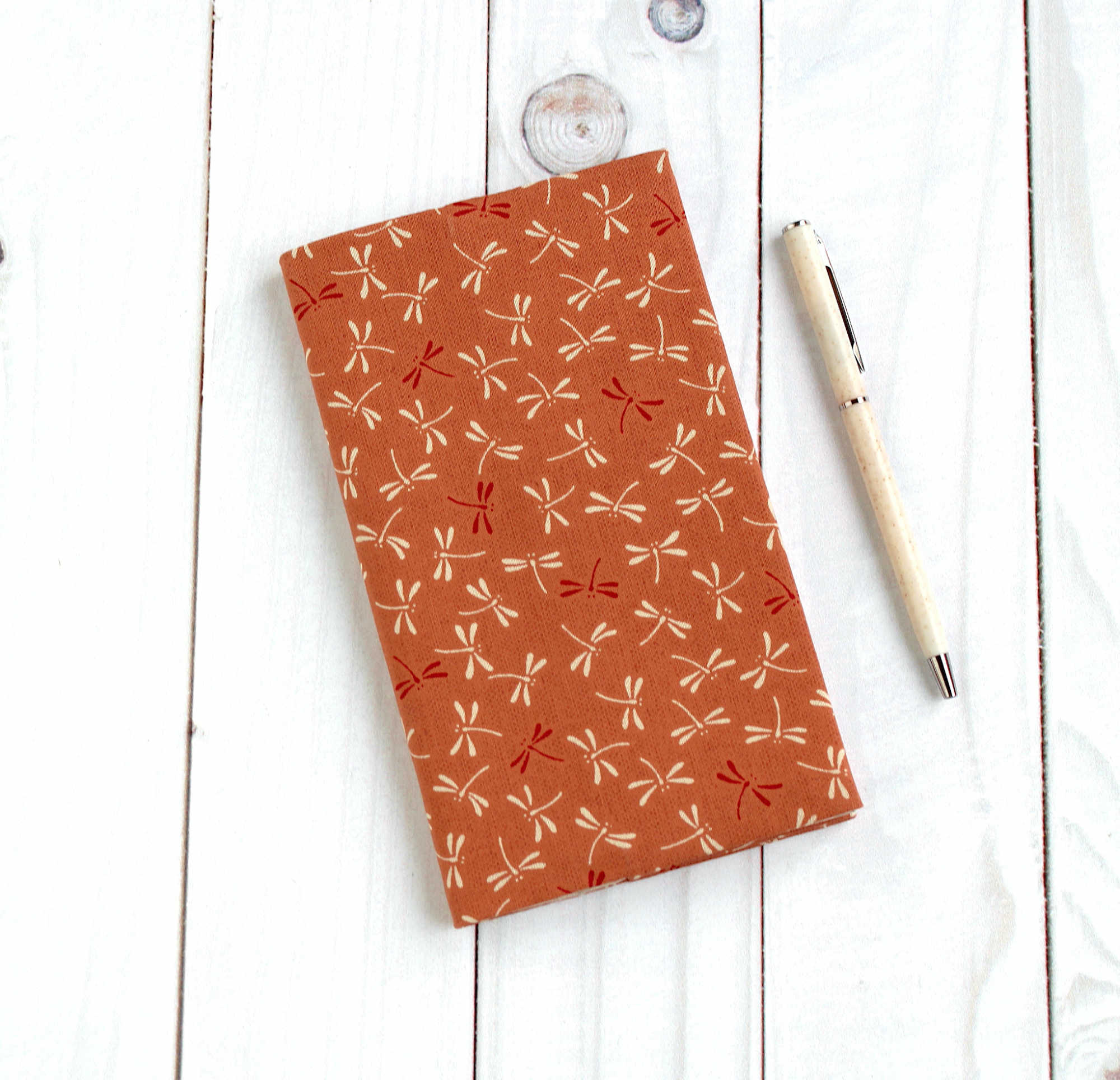 porte chequier tissu japonais libellules