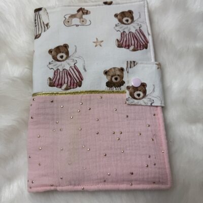 protège carnet de santé fille rose