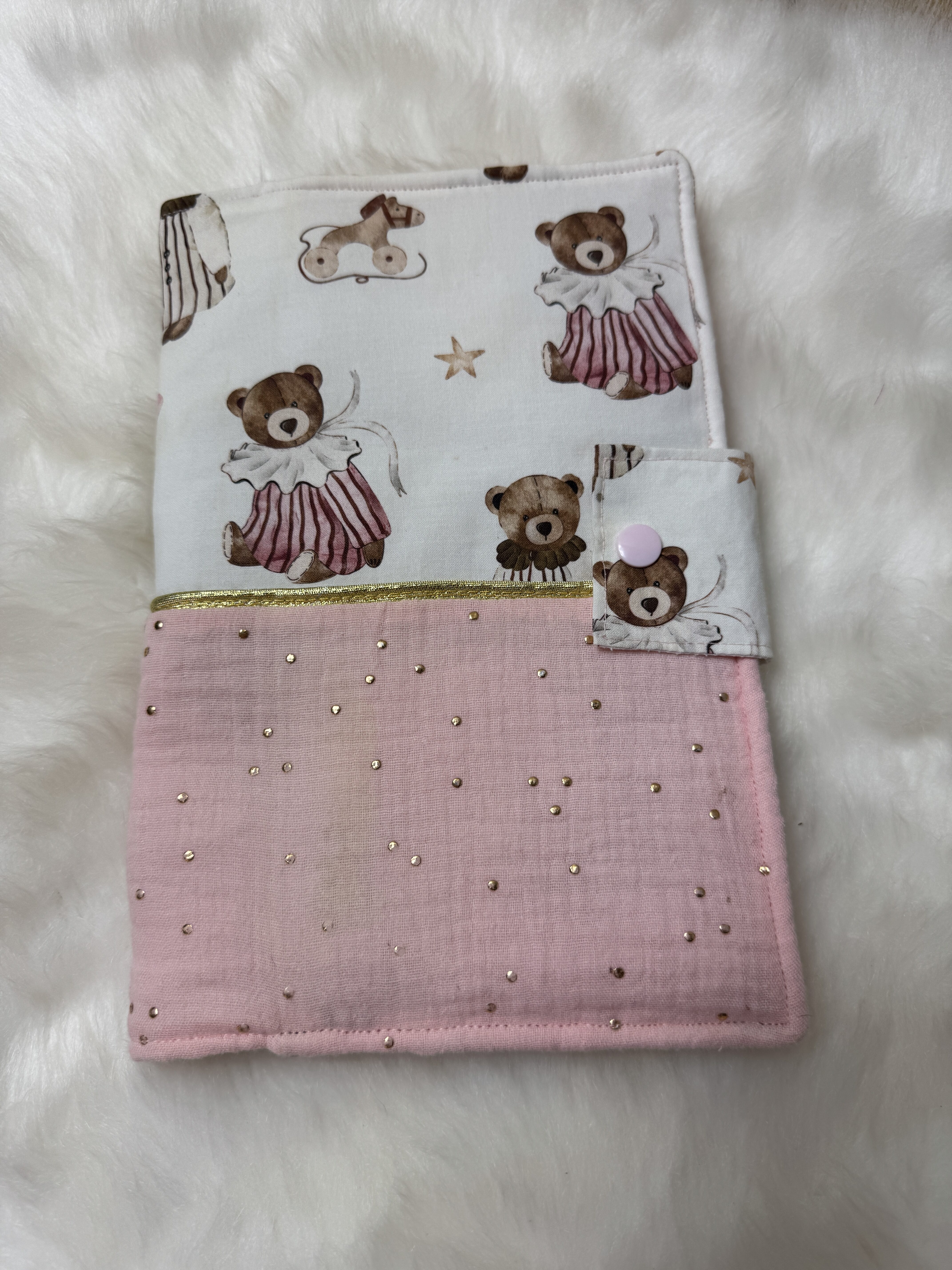 protège carnet de santé fille rose