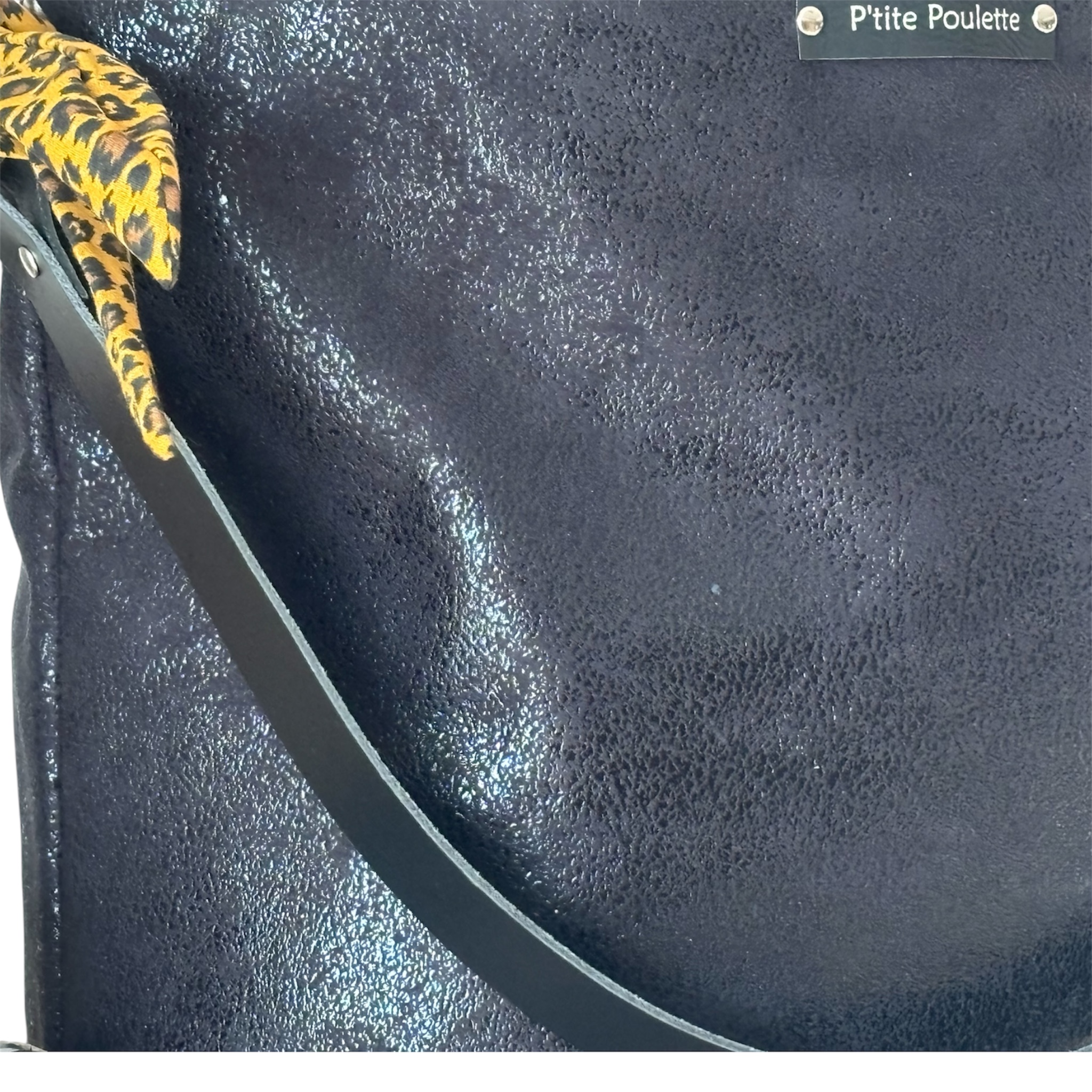 🖤 Sac Cabas “Mademoiselle Poulette” en Simili Cuir Noir Brillant – Création Artisanale Française – Image 5