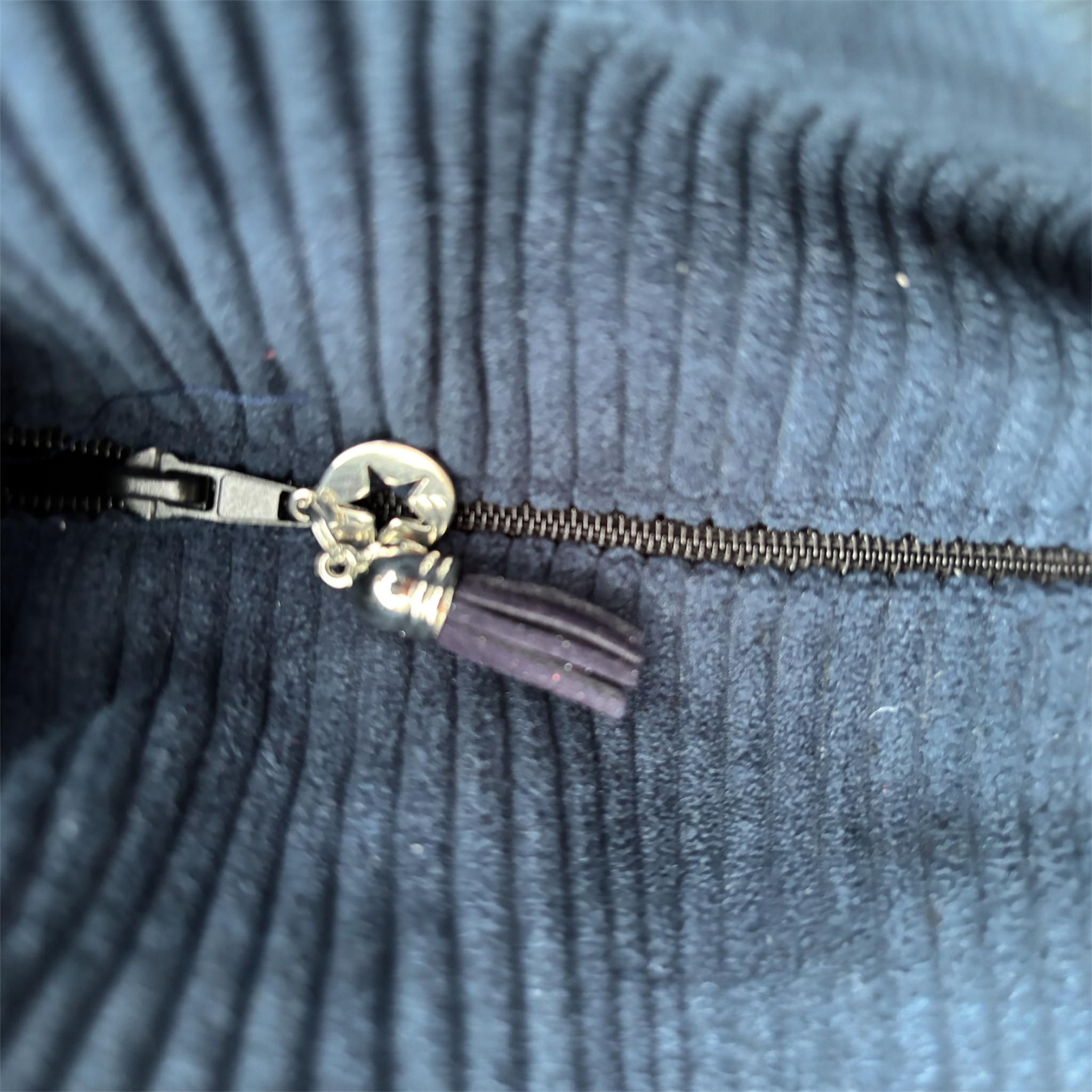 Sac Cabas Femme en Velours Côtelé Bleu Marine – Création Artisanale Française – Image 3