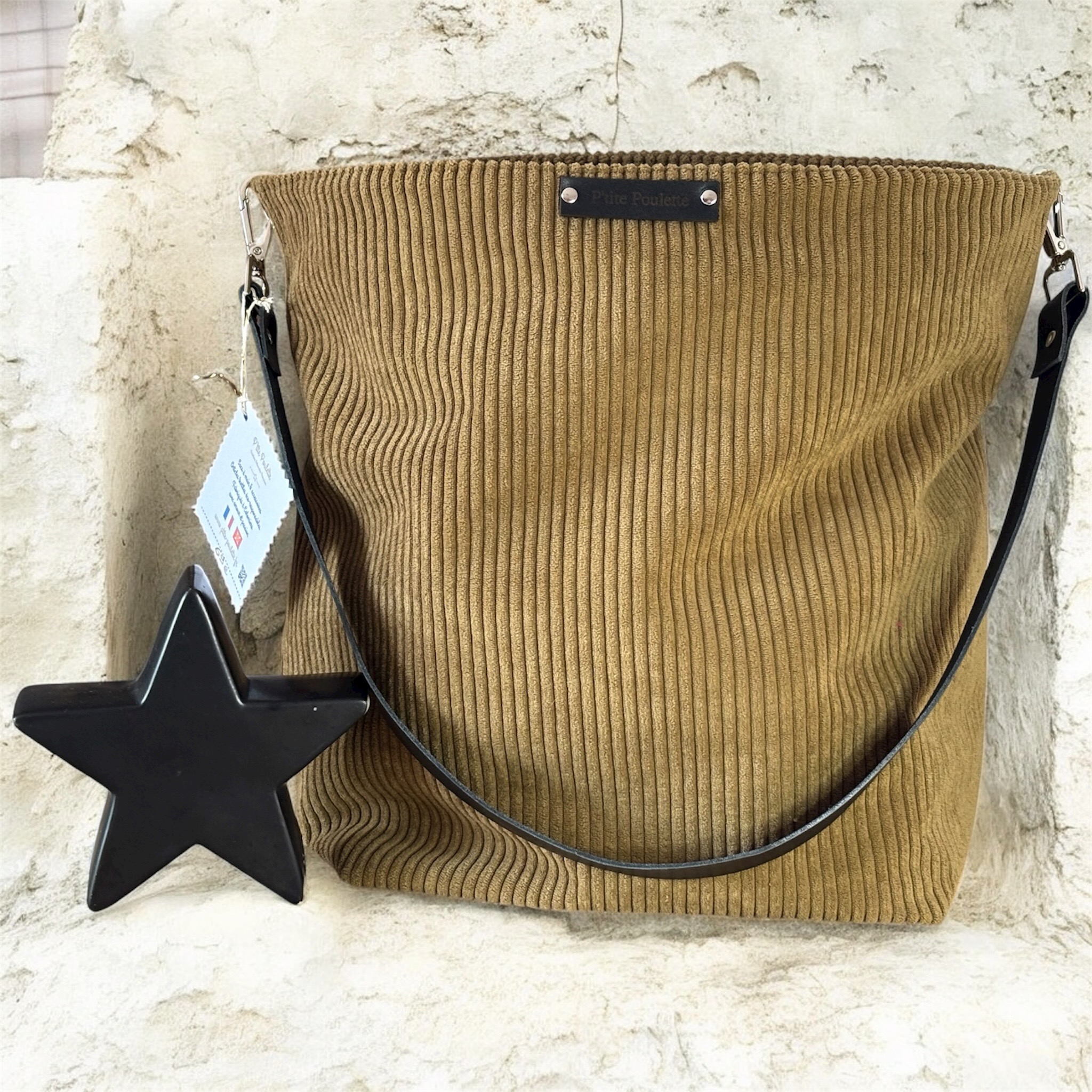 Sac Cabas Femme en Velours Côtelé Tabac– Création Artisanale Française