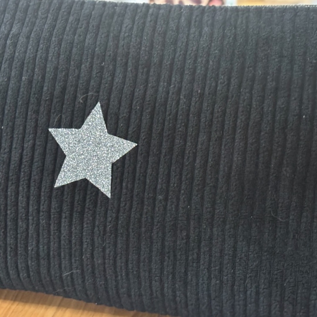 Duo trousse en velours côtelé noir et son porte monnaie assorti- Création artisanale française – Image 3