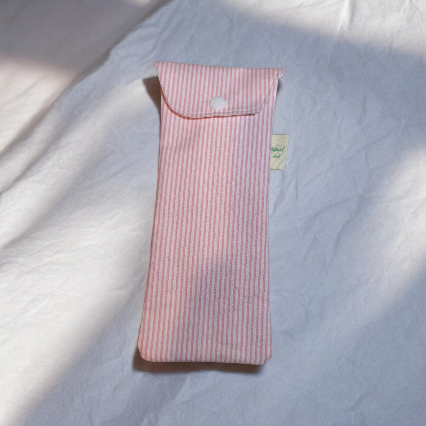 Pochette multifonction motif rayures – étui brosse à dents, range couverts, lunettes ou stylos – fait main