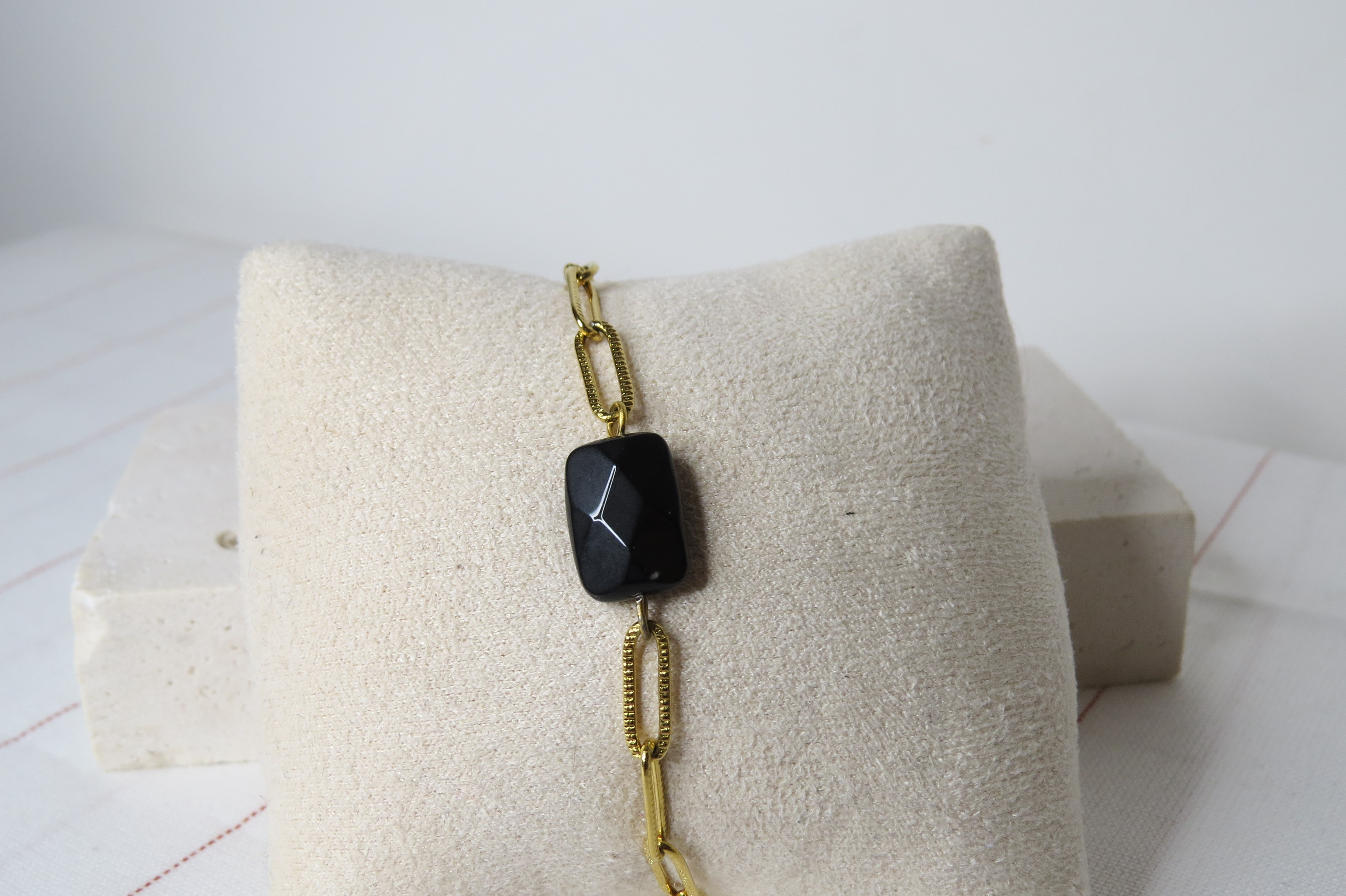 Bracelet onyx et fermoir acier inoxydable – Image 3