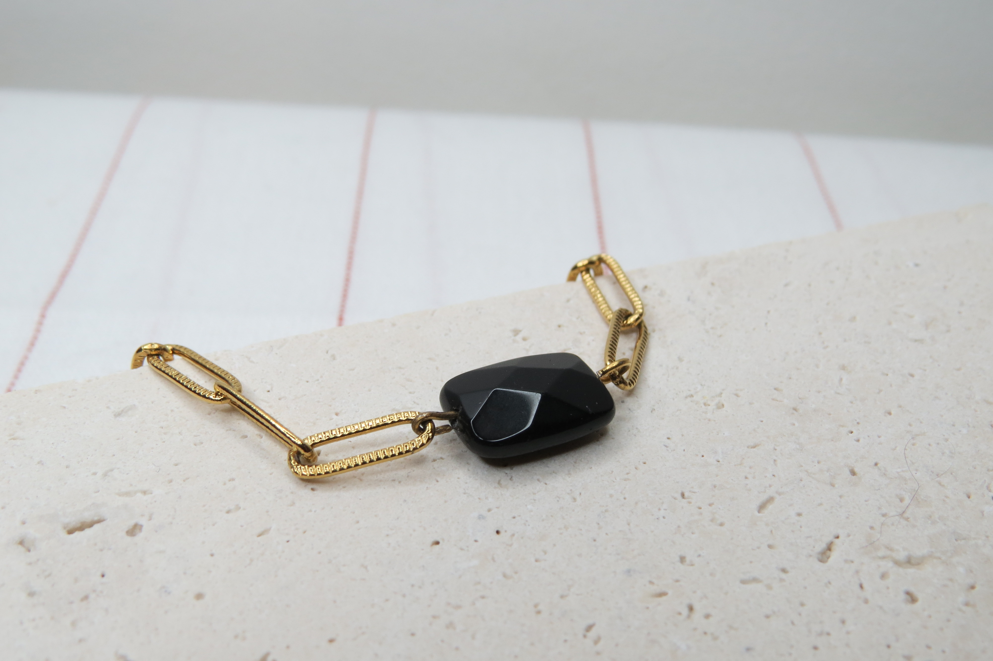 Bracelet onyx et fermoir acier inoxydable – Image 2