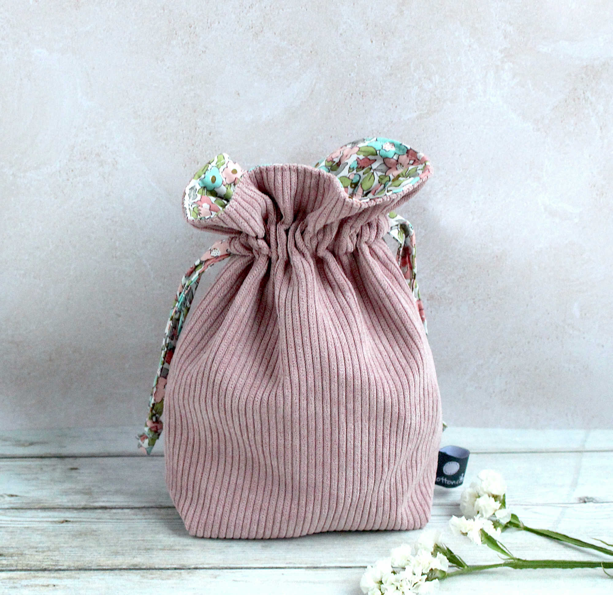 bourse pochon velours rose style liberty