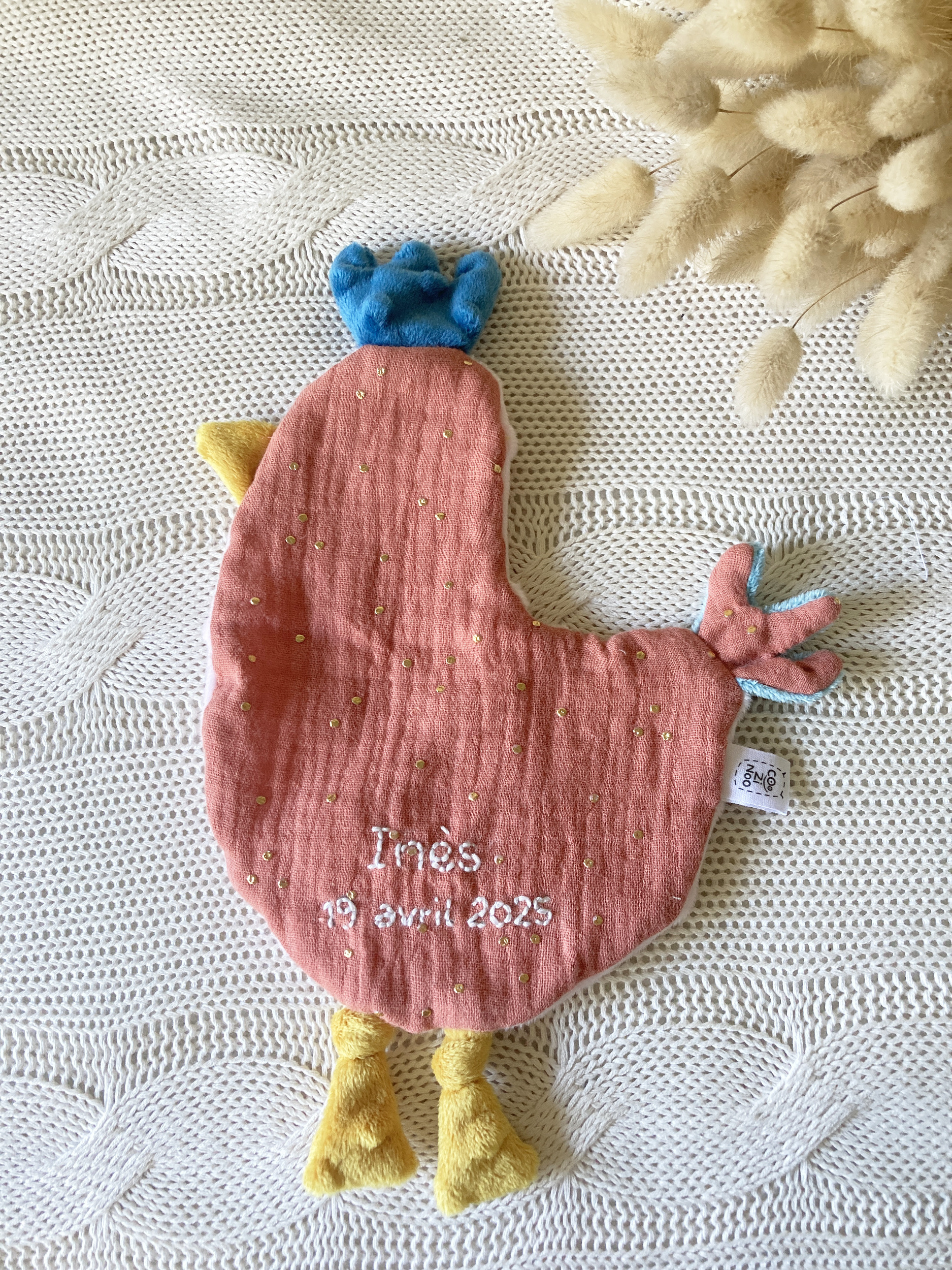 doudou poule plate