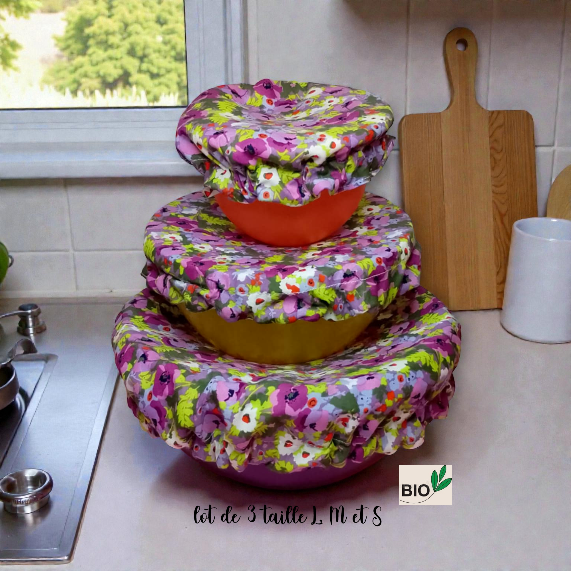 lot de 3 charlottes alimentaires coton bio doublé PUL certifié contact alimentaire modèle au choix – Image 9