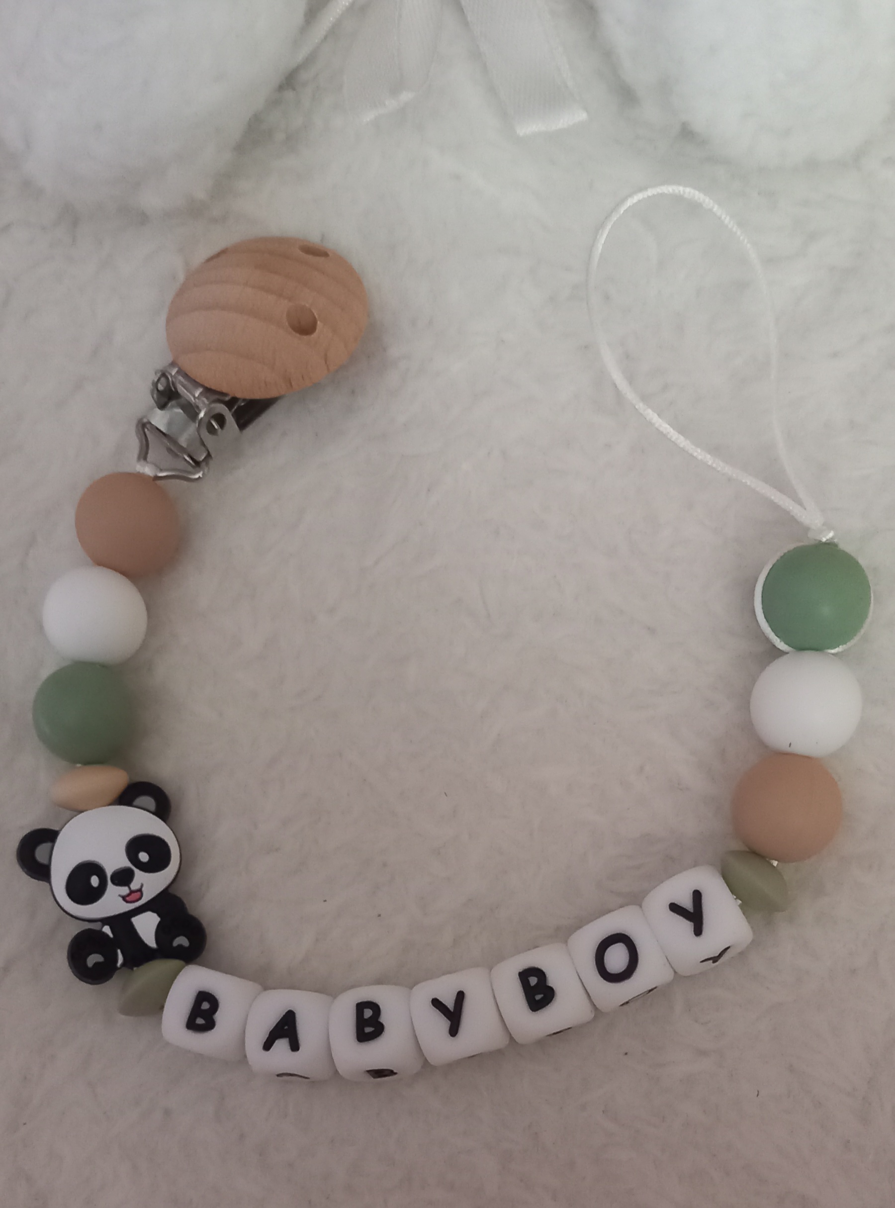 Attache tétine personnalisée 🐼