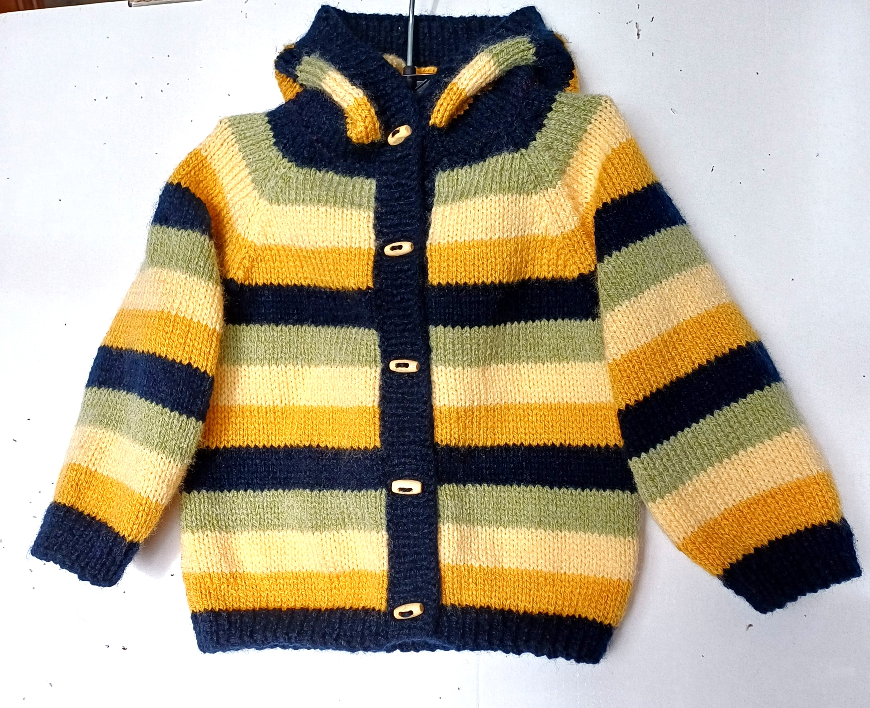 Gilet à capuche, tricoté à la main pour bébé de 1 an